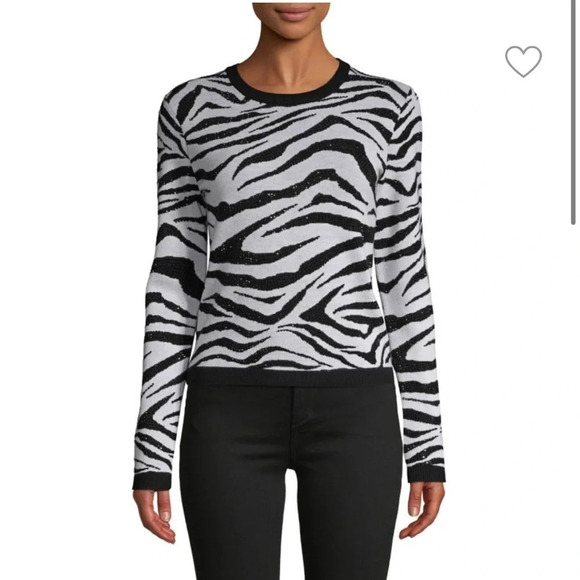 ALICE + OLIVIA ZEBRA WOOL BLEND SWEATER - Picture 1 of 7
